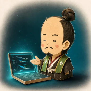 Papercraft samurai coding with Cursor